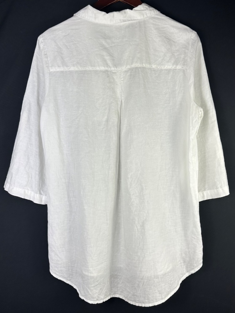 Saint Tropez West Top Tunic Shirt Sz Small LINEN Blend White Coastal Beach - Picture 3 of 6